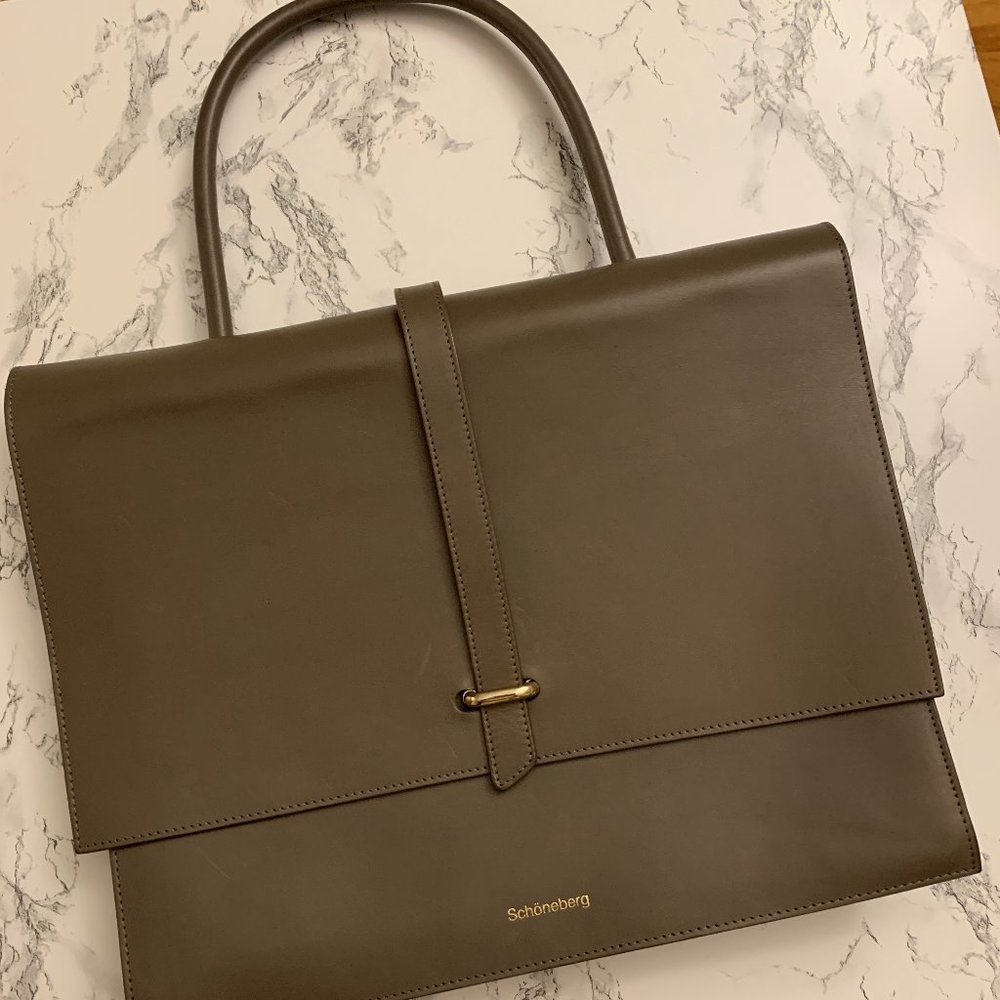 Schoneberg Taupe Gray Leather Structured Bag